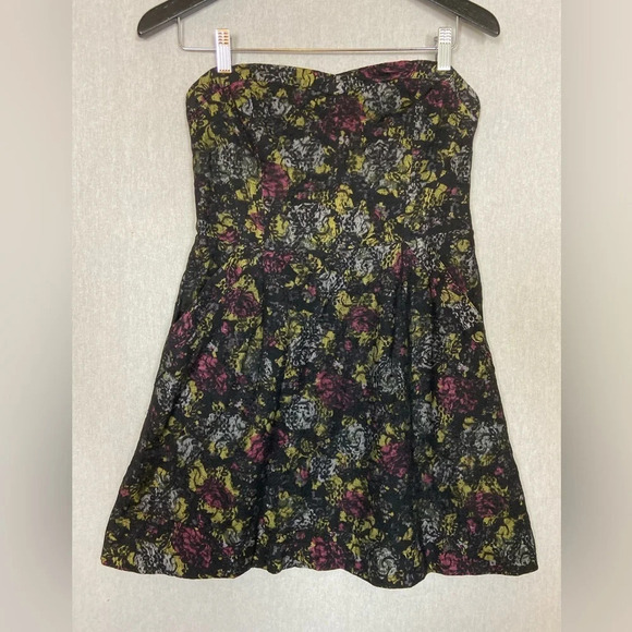 Free People floral lace strapless sweet heart mini dress Sz 6 - Picture 2 of 12